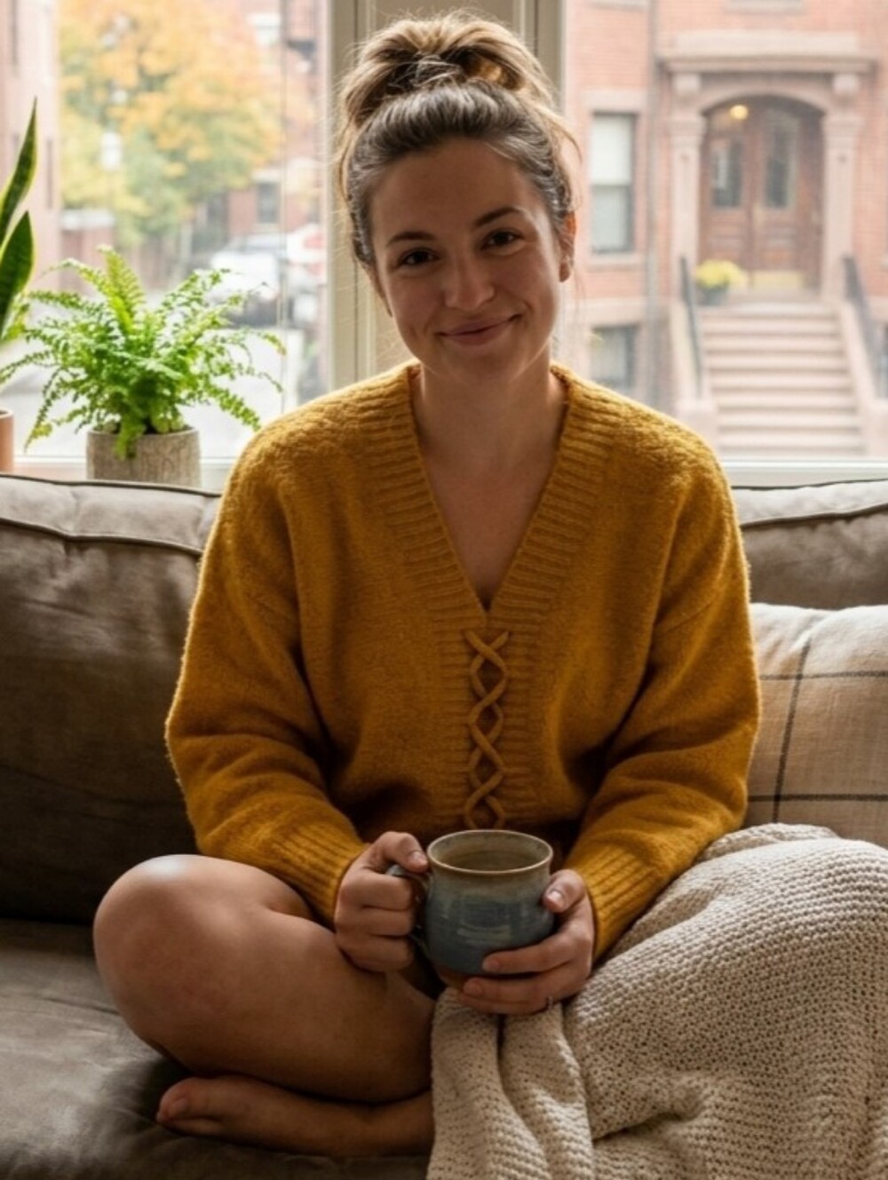 Knit Blouse Size L Marigold Mustard Coastal Boho Cabincore Cozy